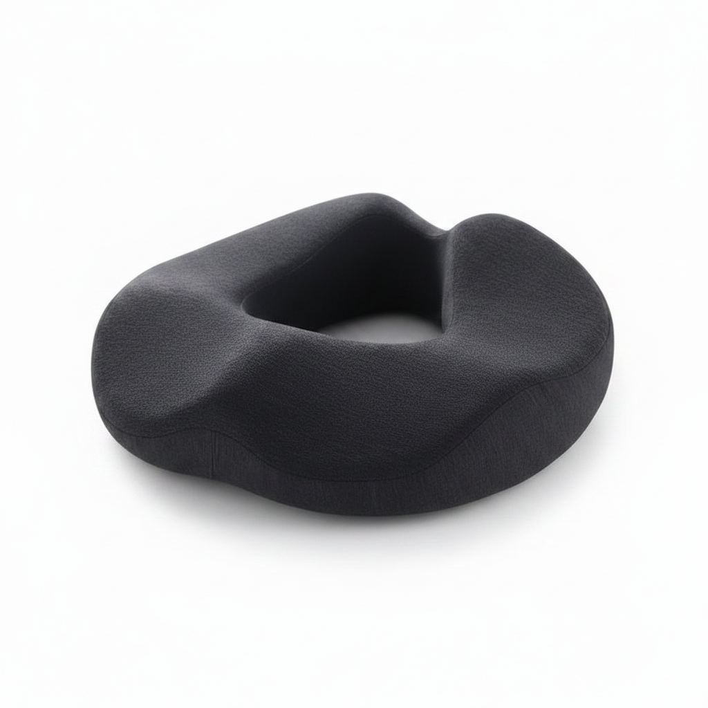 Coussin U noir - fond blanc pur studio