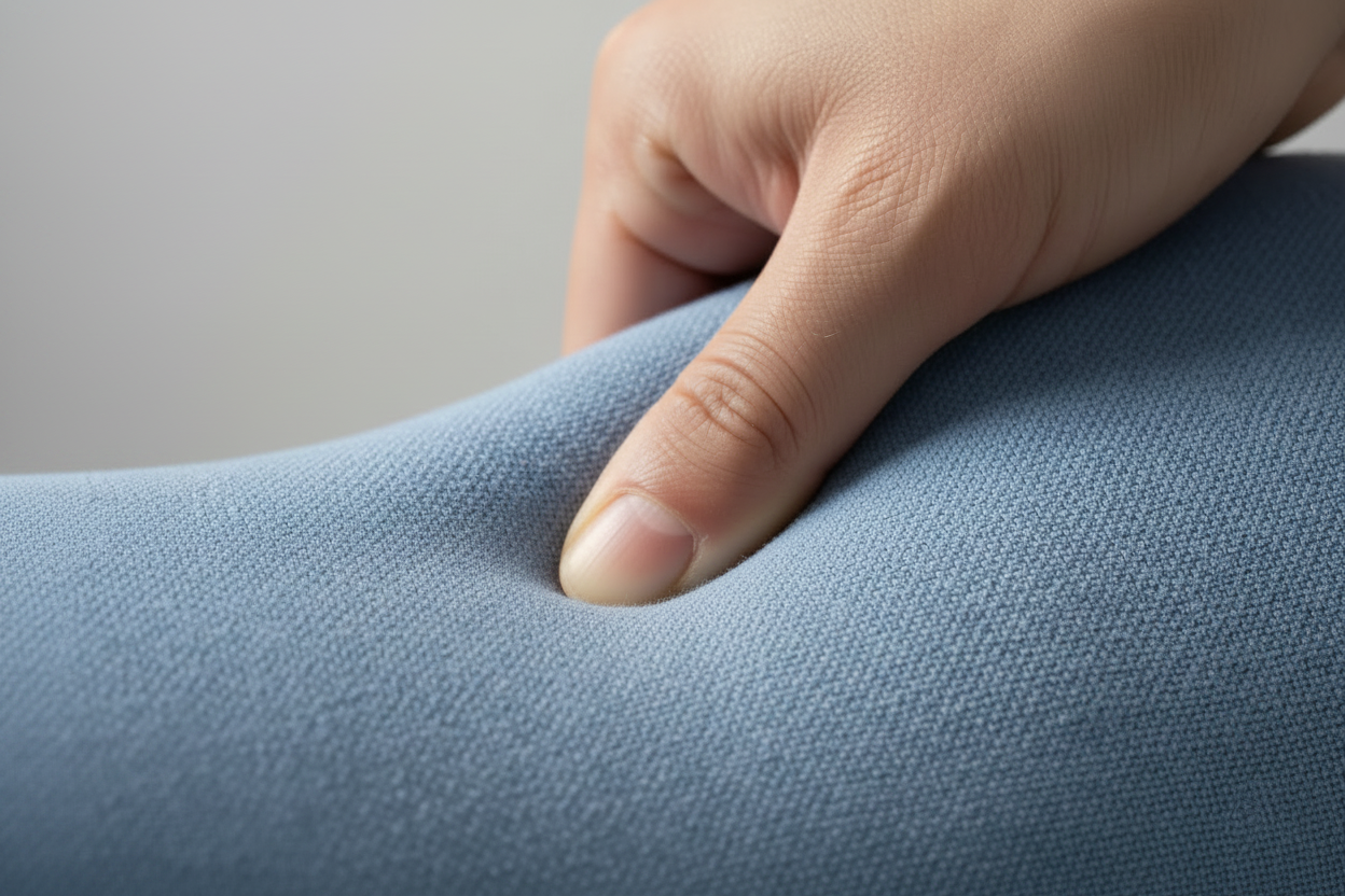 Gros plan coussin mémoire de forme - main